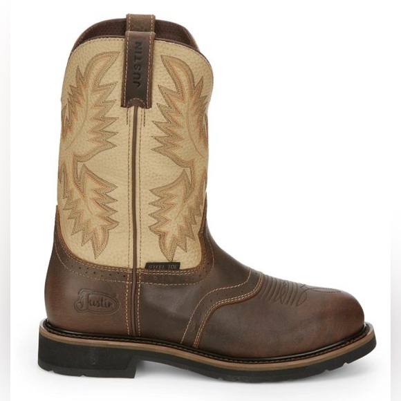 JUSTIN Superintendent‎ 11 inch Steel Toe Boot Western Cowboy Leather Work 11D - Picture 1 of 16